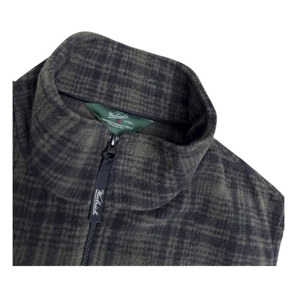WOOLRICH Plaid FLEECE Green Outdoor Winter Fall Designer Vest Mens XL - Picture 3 of 5